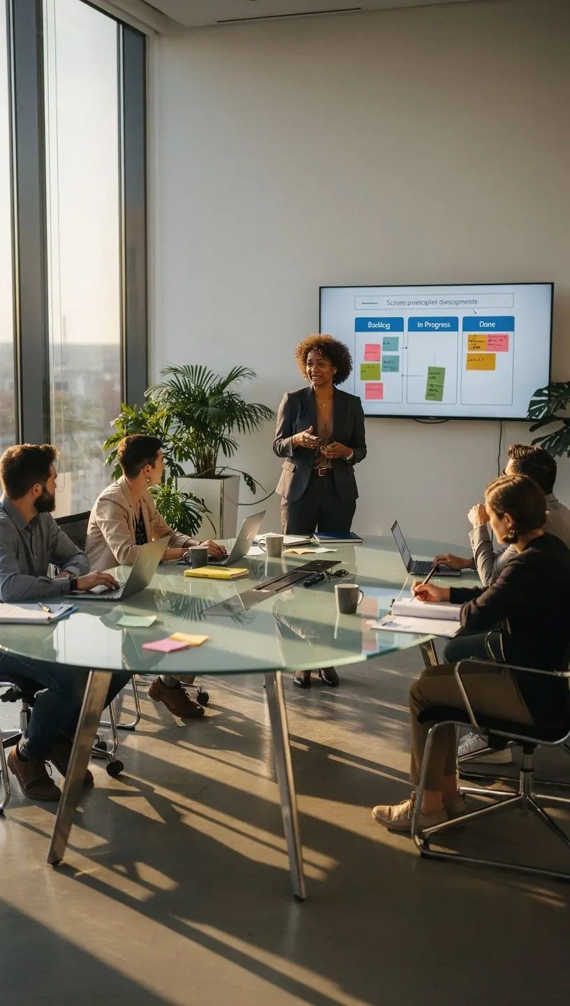 Csapatmunka egy sprinttervezési megbeszélésen, ahol a tagok ötletelnek.